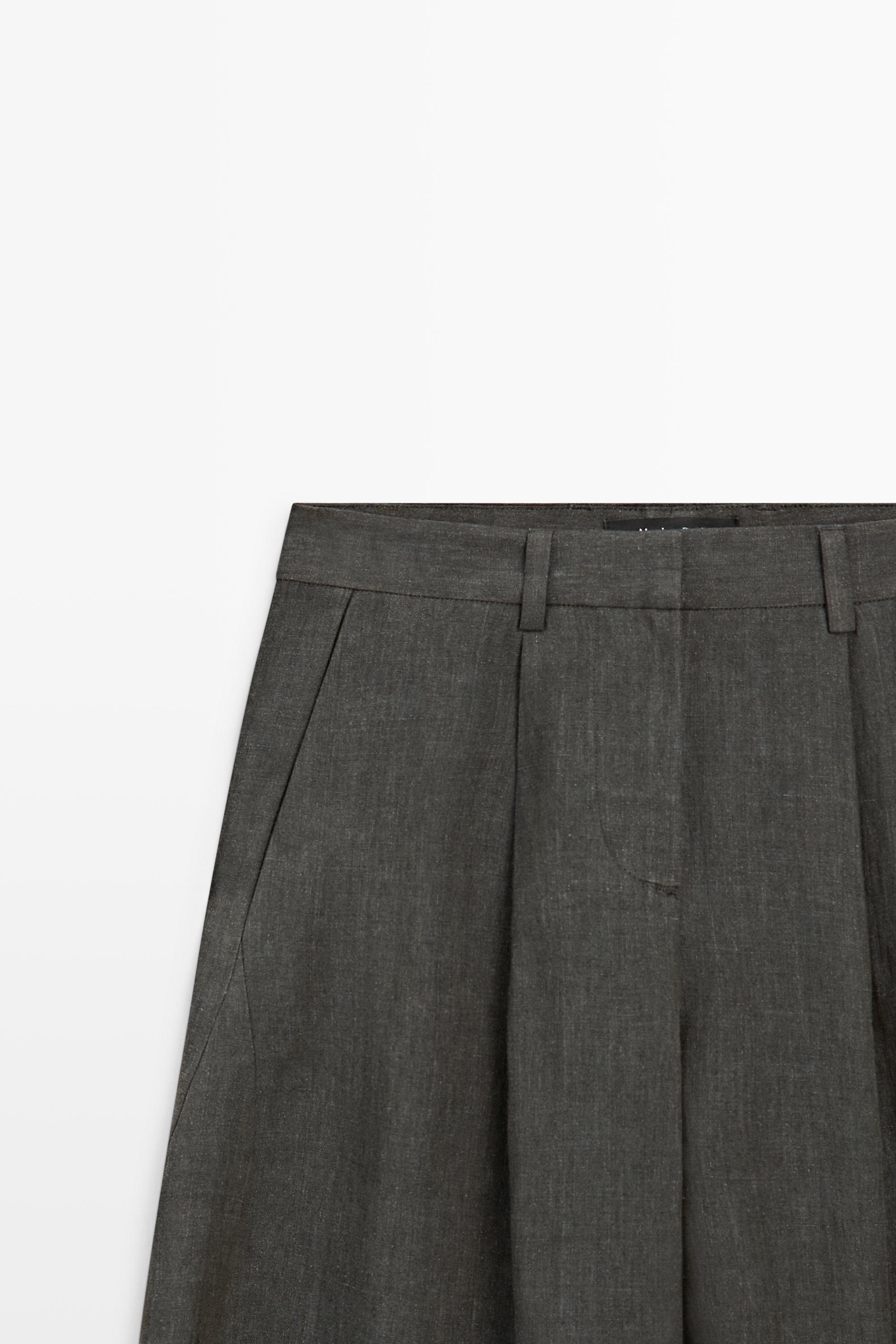Pantalon mélangé pièce latérale lin